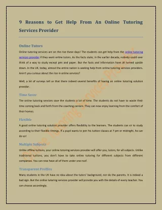 9 reasons to get help from an online tutoring