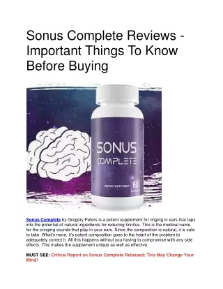 Sonus Complete - Important Things To Know Before Buying