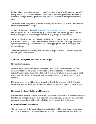 in the application development sector artificial