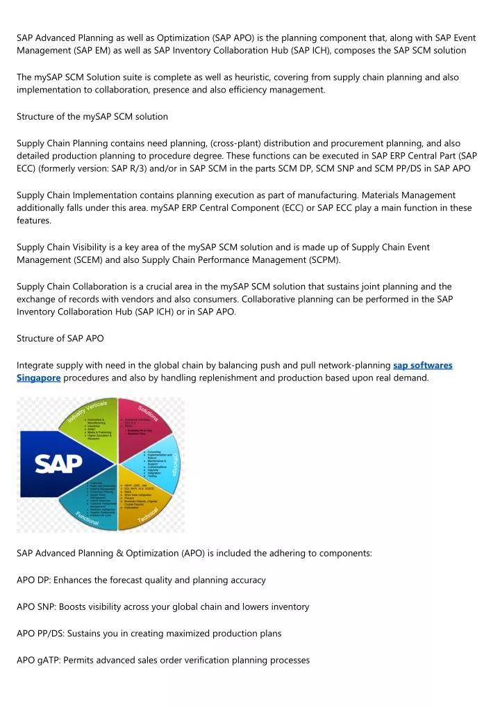 sap advanced planning as well as optimization