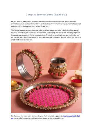 3 ways to decorate karwa chauth thali