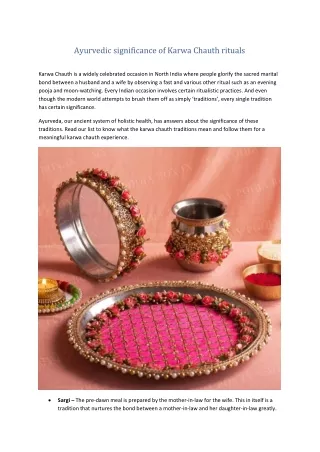 Ayurvedic significance of Karwa Chauth rituals