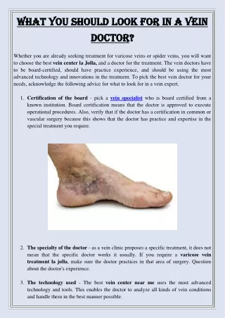 what you should look for in a vein what