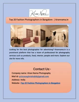 Top 20 Fashion Photographers in Bangalore   kirannama.in