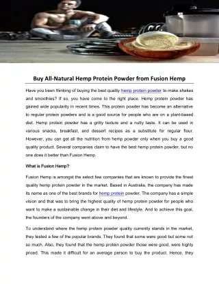 Buy All-Natural Hemp Protein Powder from Fusion Hemp