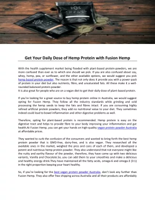 Get Your Daily Dose of Hemp Protein with Fusion Hemp