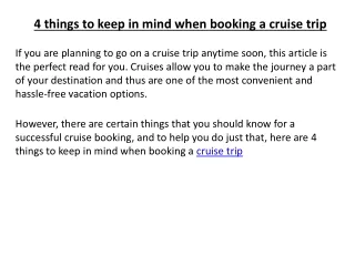 4 things to keep in mind when booking a cruise trip