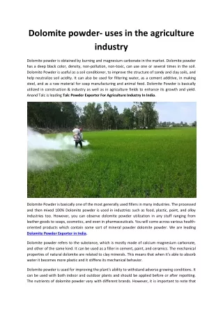 Dolomite powder used in agriculture