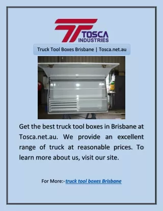 Truck Tool Boxes Brisbane | Tosca.net.au