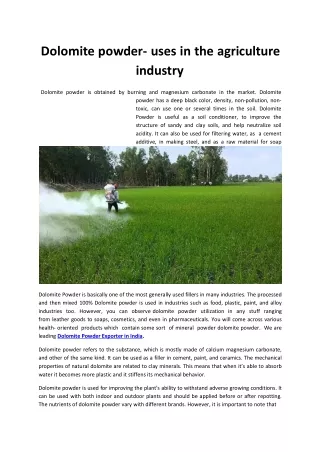 Dolomite powder Uses