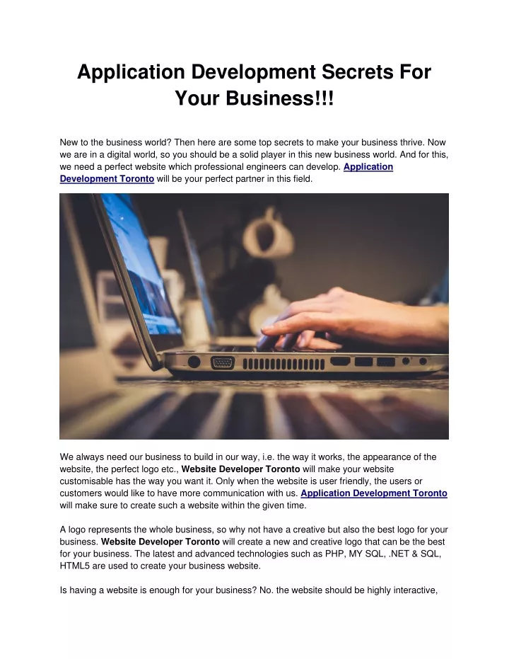 application development secrets for your business