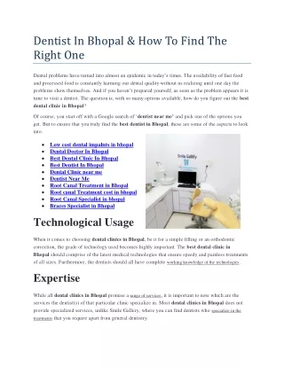 dentist in bhopal how to find the right one