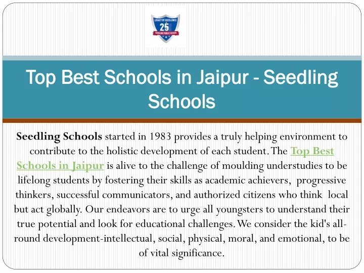 top best schools in jaipur seedling schools
