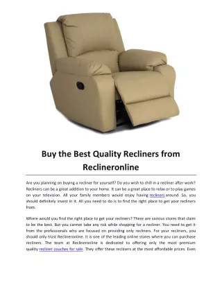 Buy the Best Quality Recliners from Reclineronline
