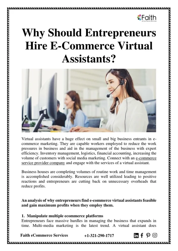 Why Should Entrepreneurs Hire E-Commerce Virtual Assistants?