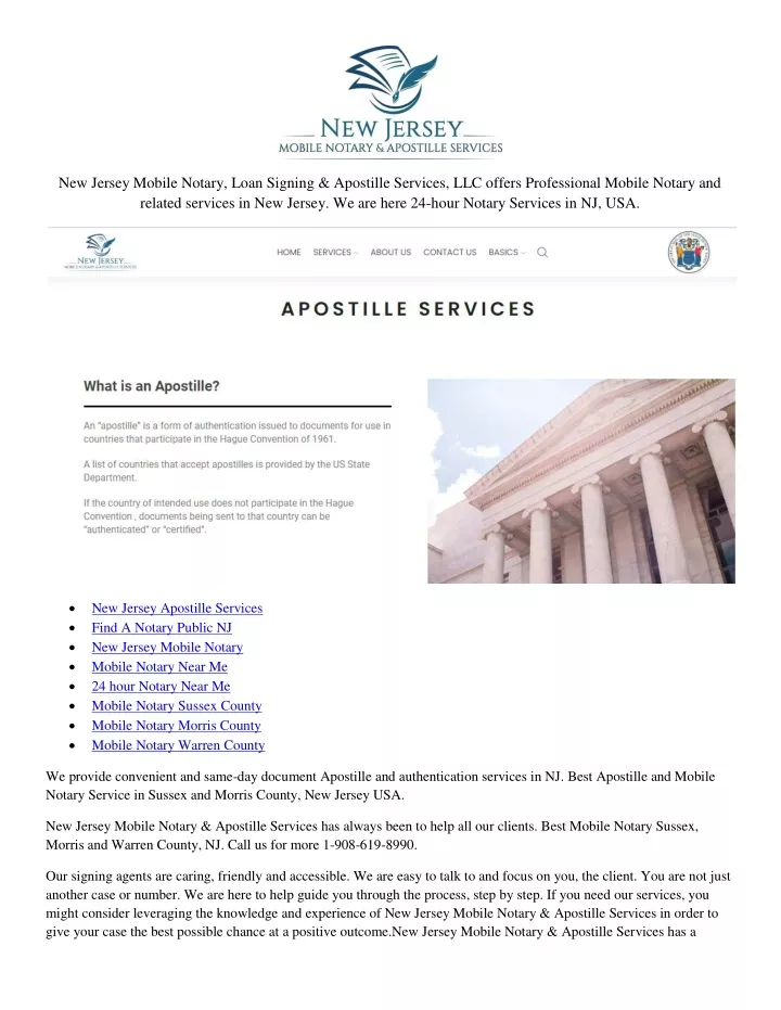 new jersey mobile notary loan signing apostille