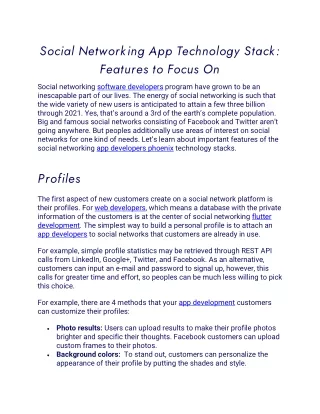 social networking app technology stack features