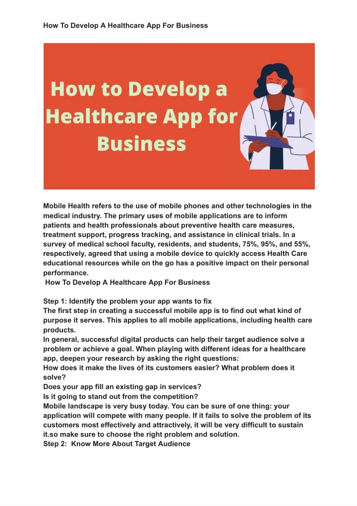 how to develop a healthcare app for business