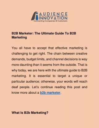 b2b marketer the ultimate guide to b2b marketing