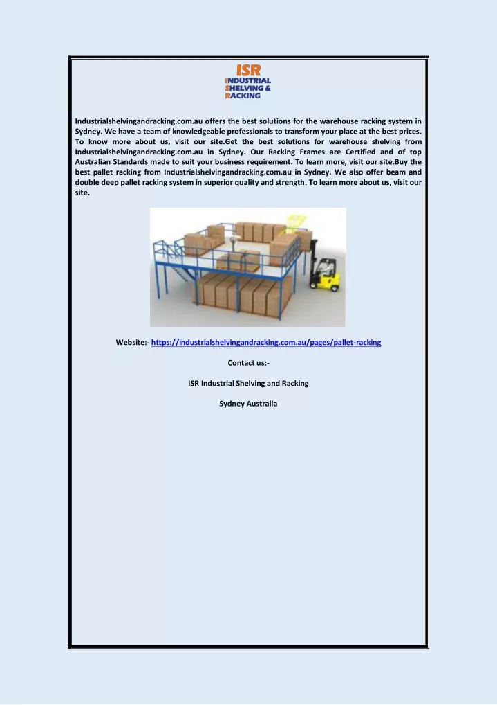 industrialshelvingandracking com au offers