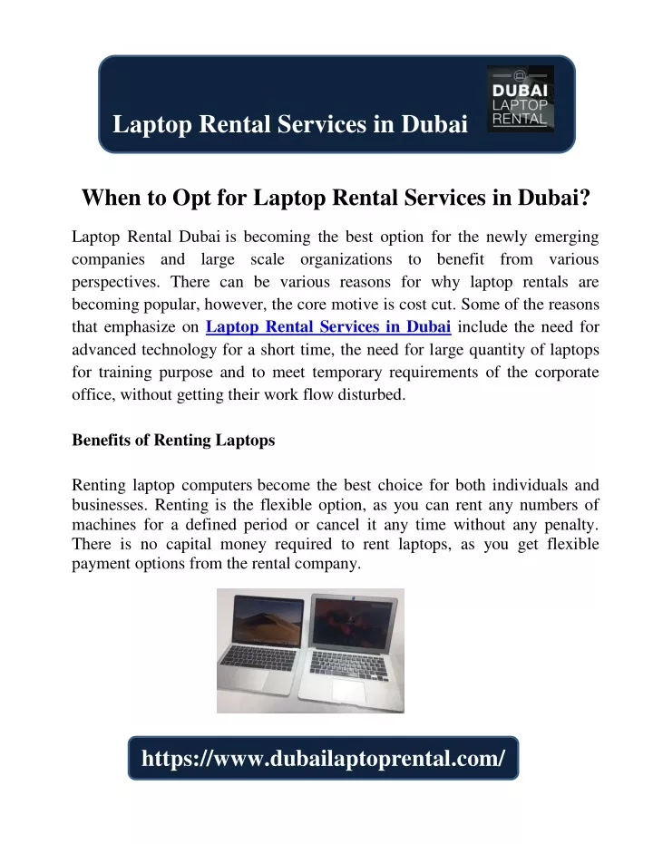 laptop rental services in dubai