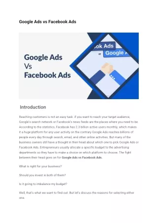 Google Ads vs Facebook Ads