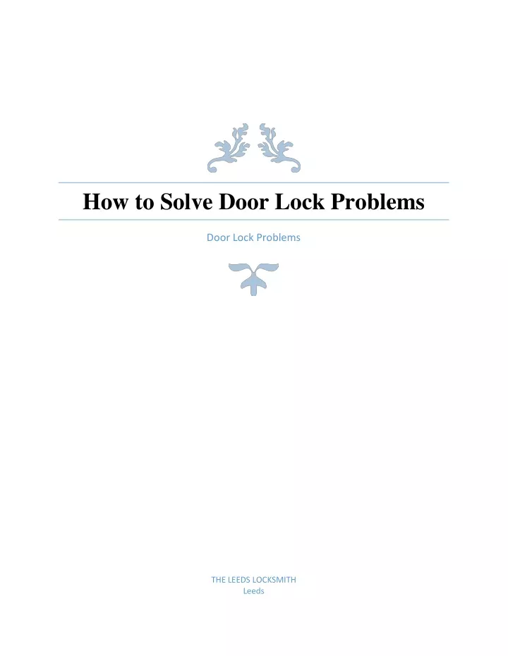 how to solve door lock problems