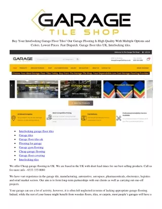 buy your interlocking garage floor tiles