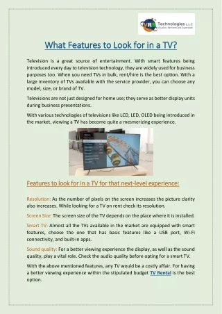 what features to look for in a tv what features