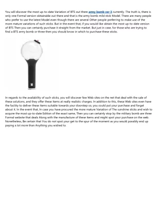 Are You Getting the Most Out of Your bts light stick?