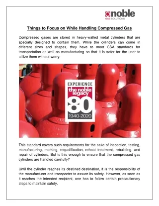 Things to Focus on While Handling Compressed Gas