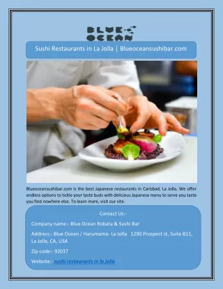Sushi Restaurants in La Jolla | Blueoceansushibar.com