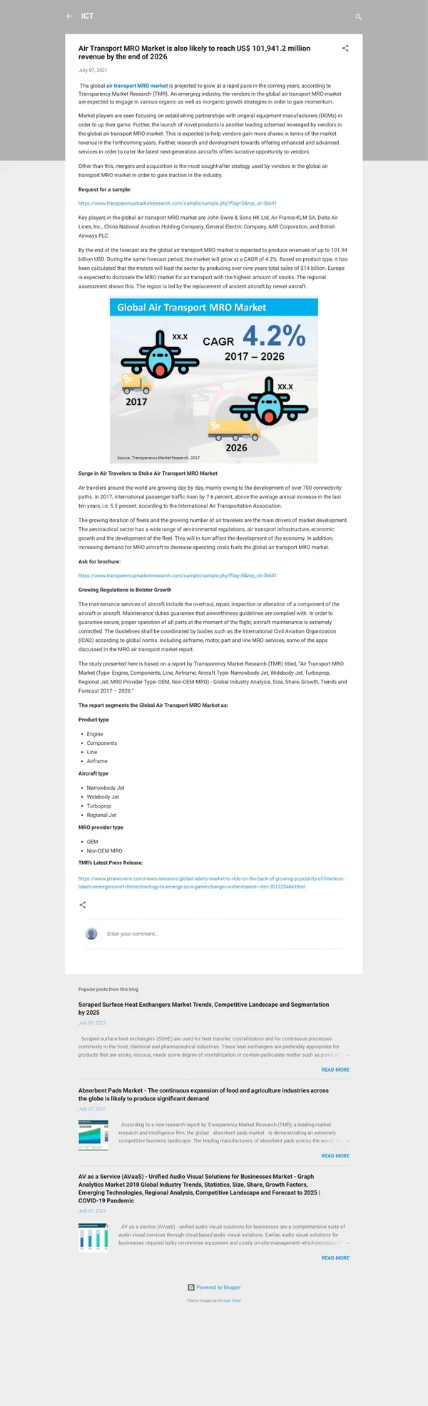 Air Transport MRO Market to reach US$ 101,941.2 million by the end of 2026