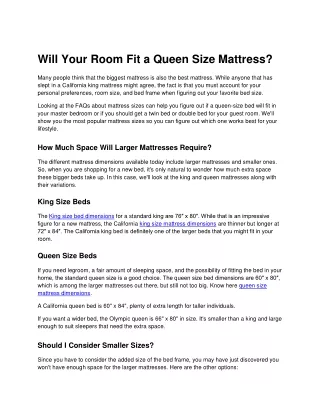 will your room fit a queen size mattress