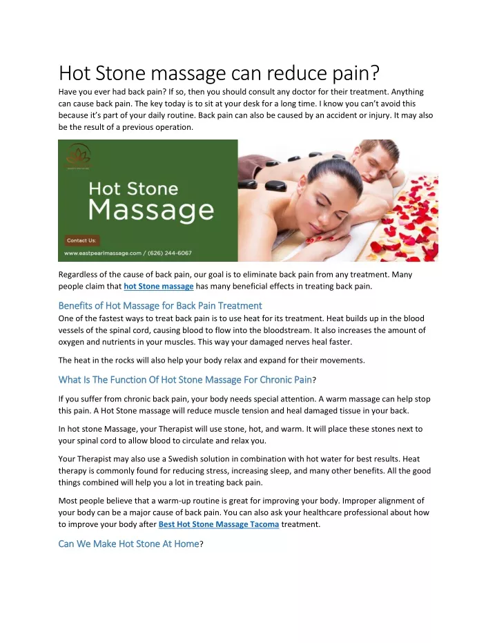 hot stone massage can reduce pain have you ever