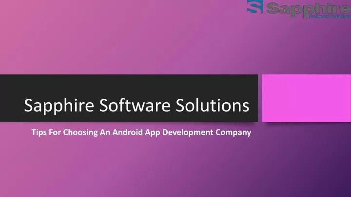 sapphire software solutions