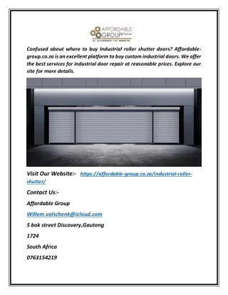 Industrial Roller Shutter Doors | Affordable-group.co.za