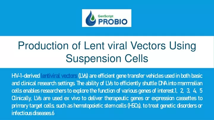 production of lent viral vectors using suspension
