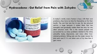 hydrocodone get relief from pain with zohydro