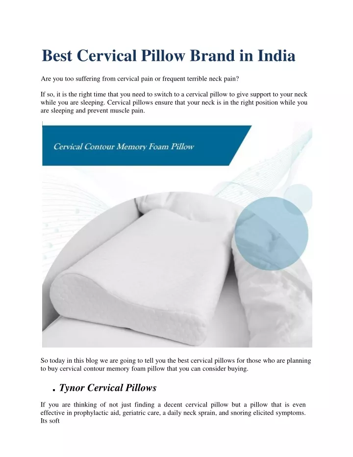 best cervical pillow brand in india