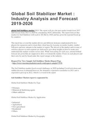 global soil stabilizer market industry analysis