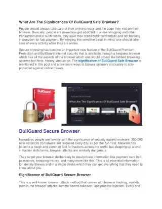 what are the significances of bullguard safe
