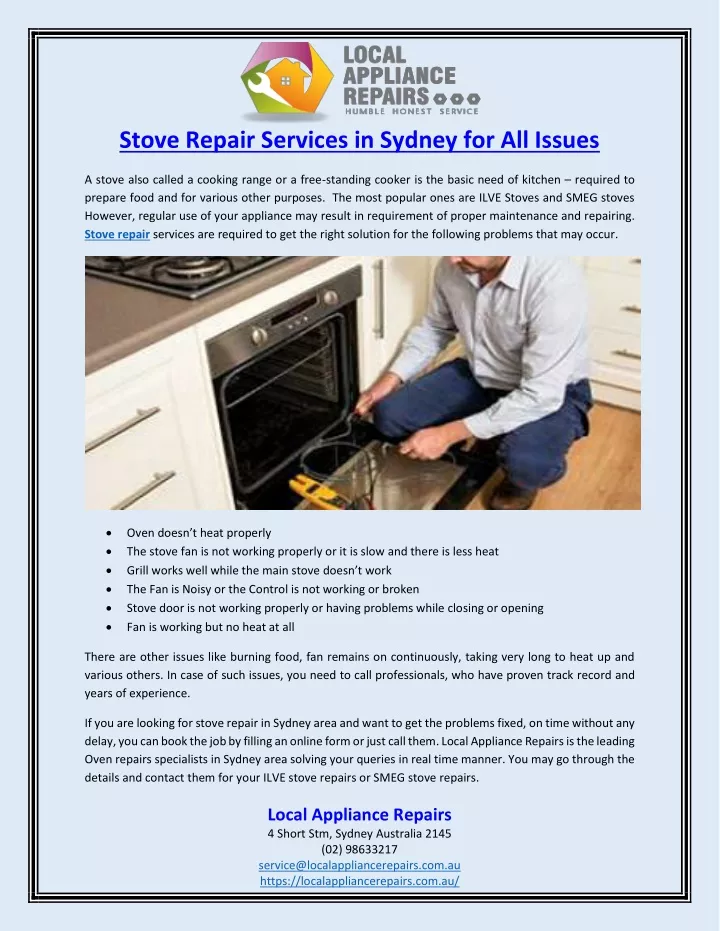 stove repair services in sydney for all issues