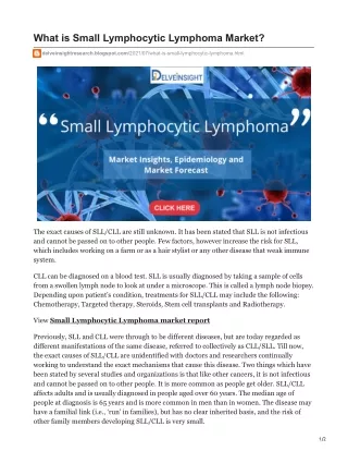 what is small lymphocytic lymphoma market