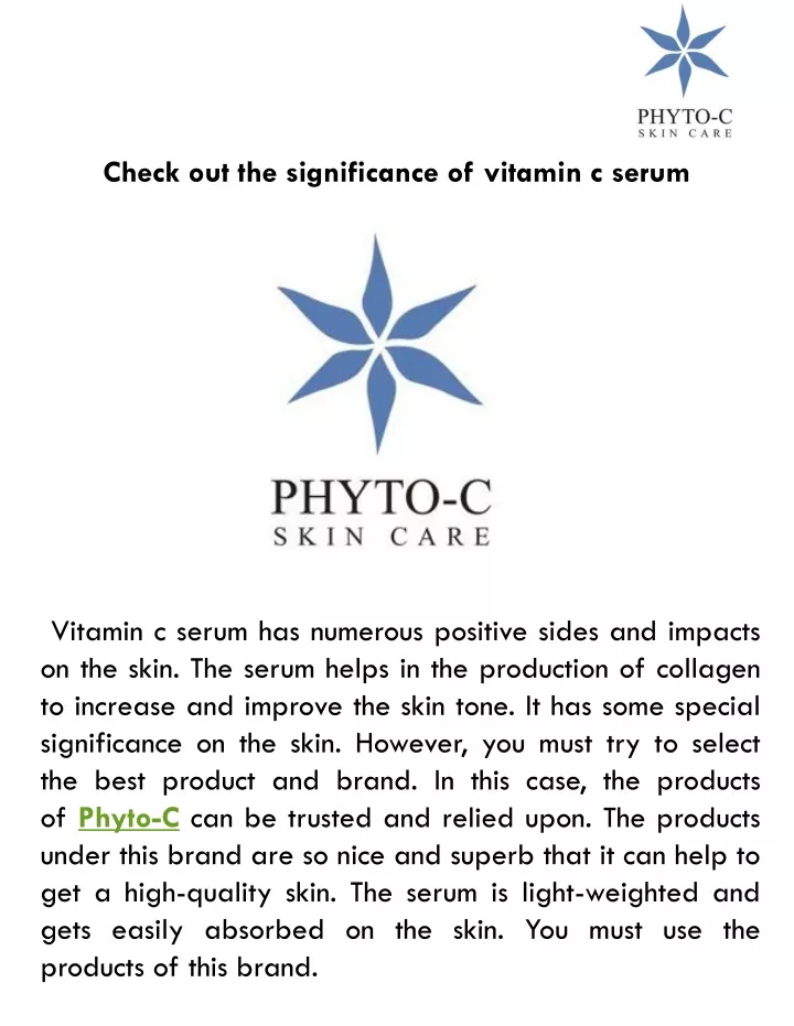 check out the significance of vitamin c serum