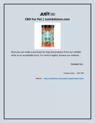 cbd for pet justcbdstore com