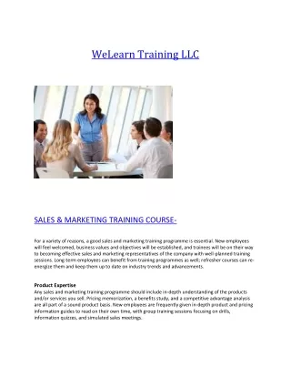 sales & marketing course by welearntraining