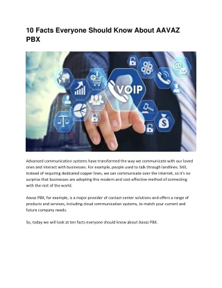 10 Facts Everyone Should Know About AAVAZ PBX