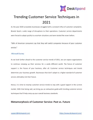 trending customer service techniques in 2021