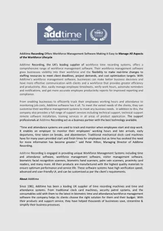 addtime recording offers workforce management